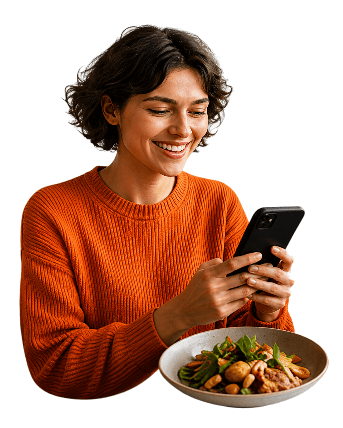 Comensal usando MenuTalk desde su teléfono.